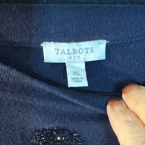Talbots Navy with Black Sparkly Sweater - Picture 2 of 7